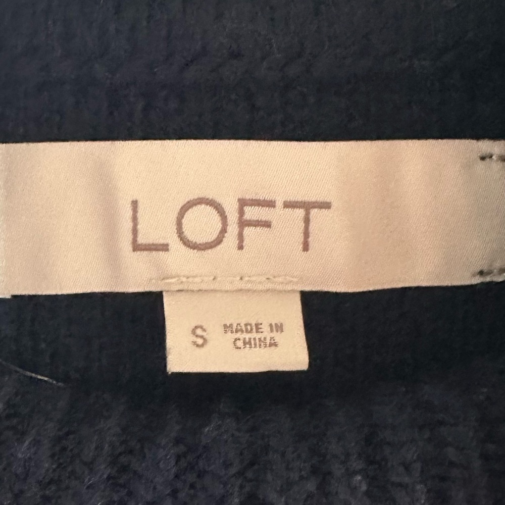 LOFT Sweater Vest Blouse Combo Womens S Navy White Cable Knit Mixed Media Top - Picture 5 of 6